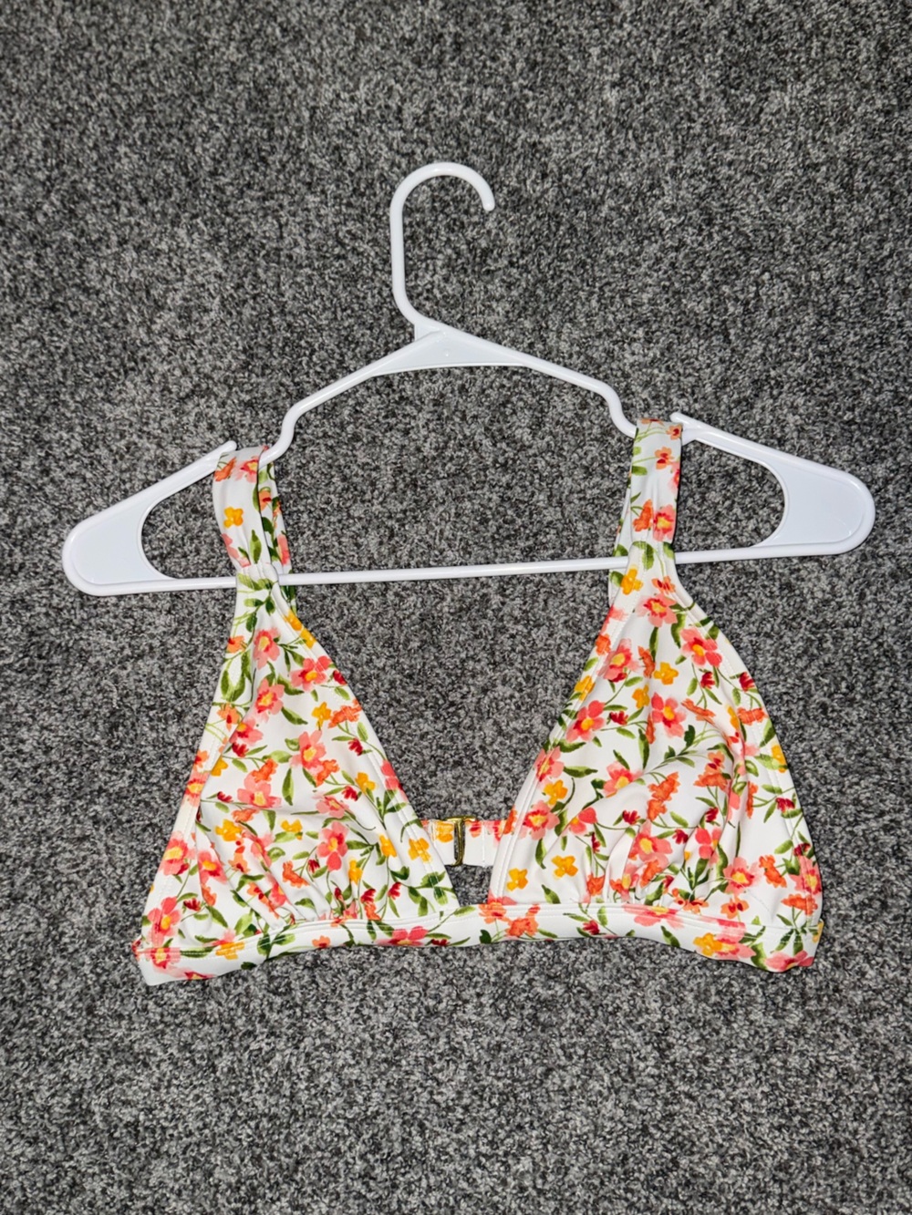 Target Floral Bikini Top in White with Pink & Orange Flowers